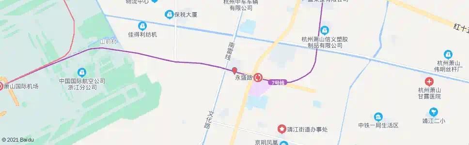 杭州空港新天地(永盛路靖江路口)_公交站地图_杭州公交_妙搜公交查询2025