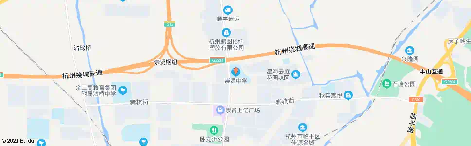 杭州崇贤中学_公交站地图_杭州公交_妙搜公交查询2025