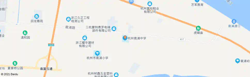 杭州袁浦中学_公交站地图_杭州公交_妙搜公交查询2025