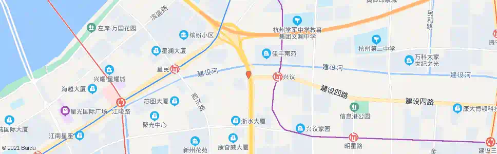 杭州建设四路风情大道口_公交站地图_杭州公交_妙搜公交查询2025