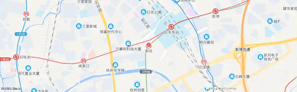 杭州地铁新风站_公交站地图_杭州公交_妙搜公交查询2025