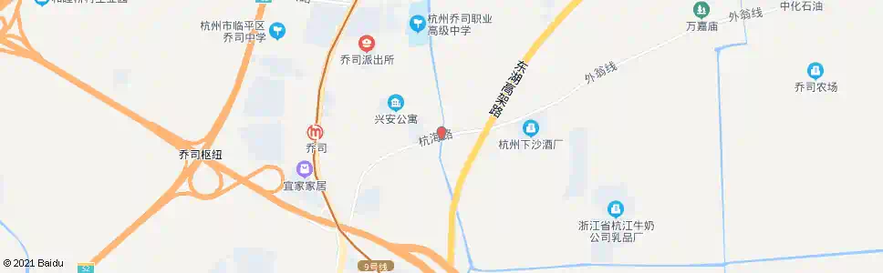 杭州外乔司东_公交站地图_杭州公交_妙搜公交查询2025
