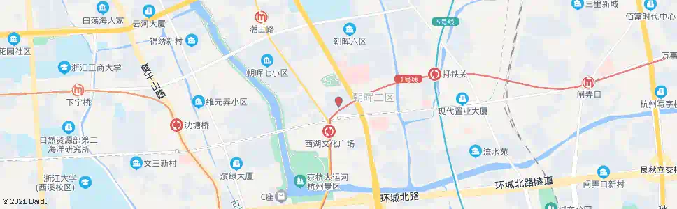 杭州朝晖一区(花明弄以南)_公交站地图_杭州公交_妙搜公交查询2025