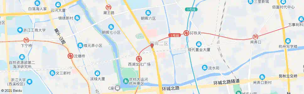杭州朝晖二区_公交站地图_杭州公交_妙搜公交查询2025