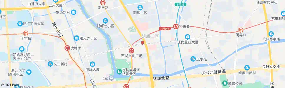 杭州朝晖一区南_公交站地图_杭州公交_妙搜公交查询2025
