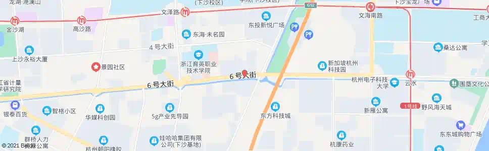杭州六号大街十一号路口_公交站地图_杭州公交_妙搜公交查询2025