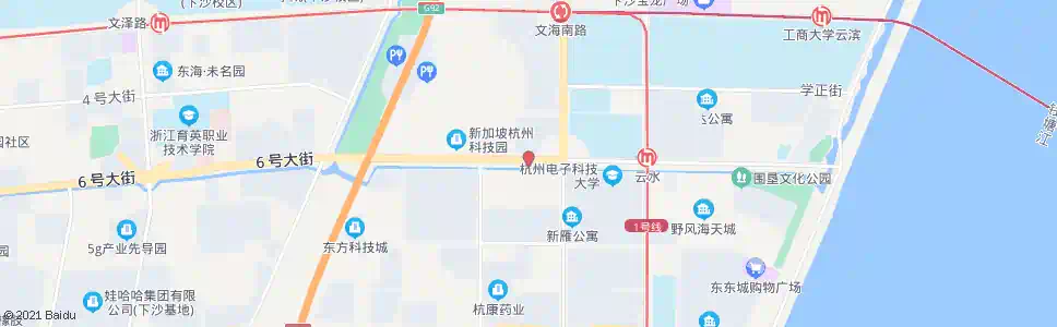 杭州六号大街二十一号路口_公交站地图_杭州公交_妙搜公交查询2025