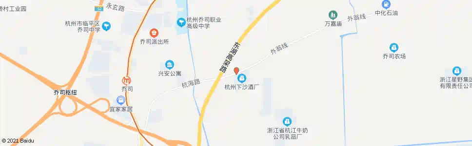 杭州杭海路乔下线路口_公交站地图_杭州公交_妙搜公交查询2025