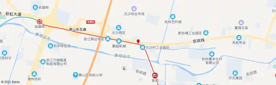 杭州元沙村东_公交站地图_杭州公交_妙搜公交查询2025