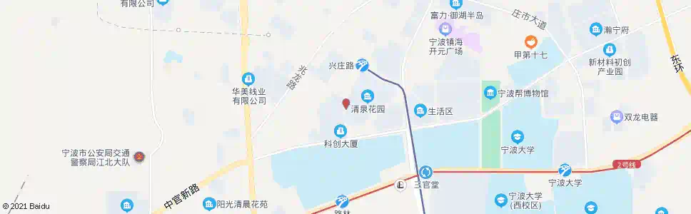 宁波清泉花园西大门(市大学科技园)_公交站地图_宁波公交_妙搜公交查询2025
