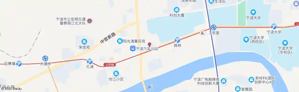 宁波二号桥市场_公交站地图_宁波公交_妙搜公交查询2025