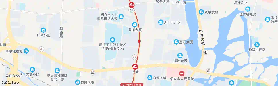 绍兴大滩北桥_公交站地图_绍兴公交_妙搜公交查询2025
